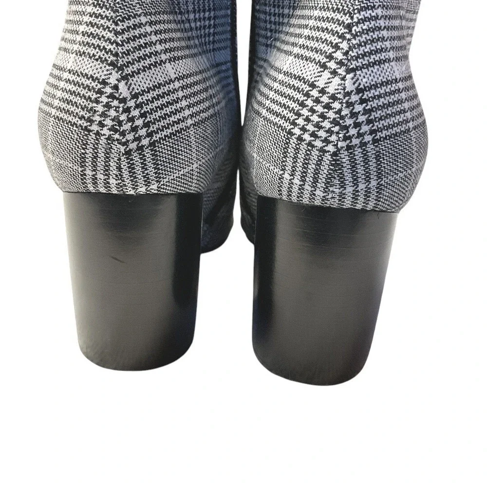 Jeffrey Campbell Glen Plaid Ankle Boot Womens 7.5 Pointed Toe Block Heel Booties